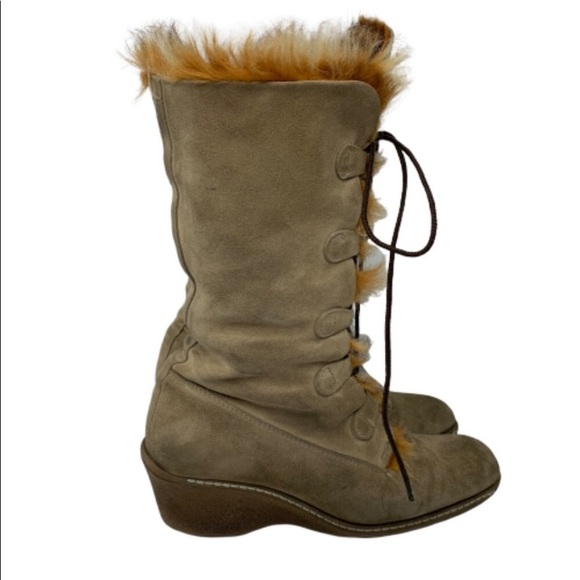 Maxine of Canada Fox Fur Suede Boots Size 9 - Picture 3 of 7